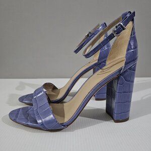 Sam Edelman Yaro Block Heel Sandal Womens 10 Purple Croc Embossed Leather
